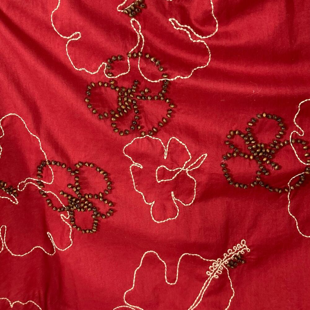 NWOT TIBI Dress 8 Merlot Beads Embroidery FitFlare Pleated Sweetheart-CuffedNeck - Picture 6 of 13